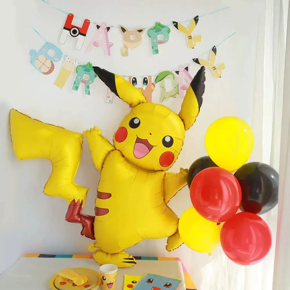 Pokemon Balloon Children Happy Birthday Party Decoration Pikachu Charmander Anime Figure Balloons Cute Cartoon Party Supplies