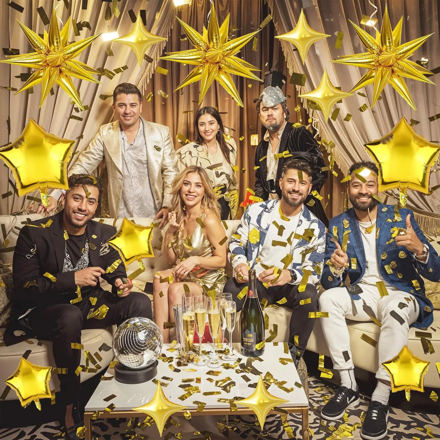 13pcs 22 inch Metallic Gold Explosion Star Aluminum Film Balloons Anniversary Wedding Birthday Party Decoration Balloons