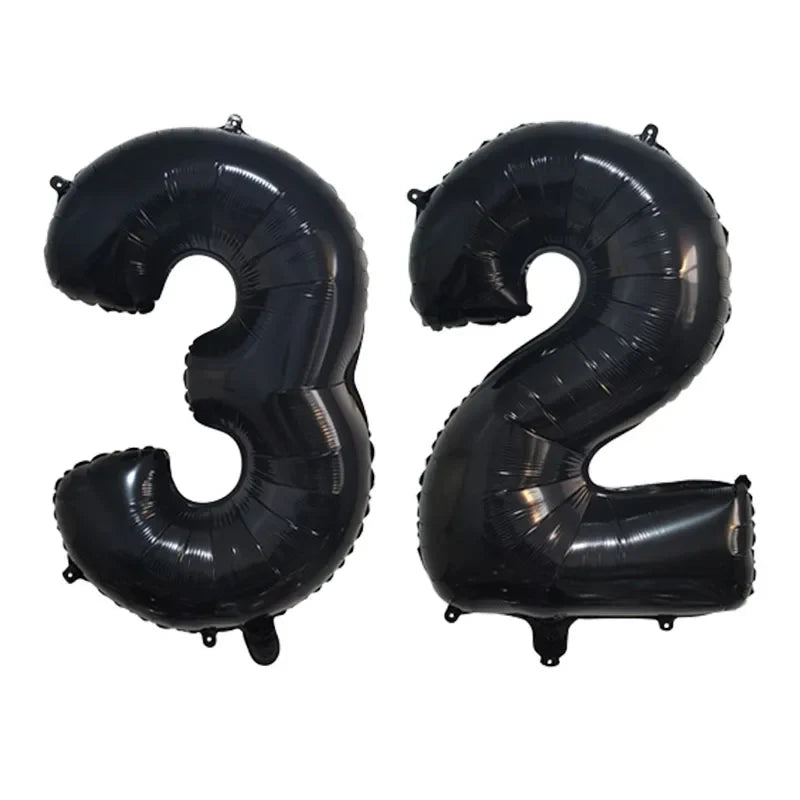 2Pcs 32 Inch Gold Silver Black Blue Pink Helium Foil Number Balloon 28 29 30 31 32 33 Happy Birthday Party Decoration Supplies