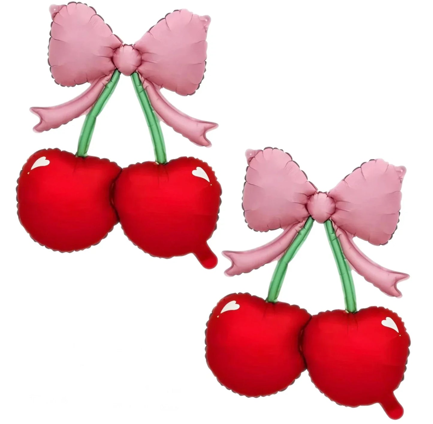 2PCS Pink Bow Red Cherry Balloons - "She's The Cherry On Top" Party Decor, Berry 1st Birthday, Girl/Women Summer Fruit Theme