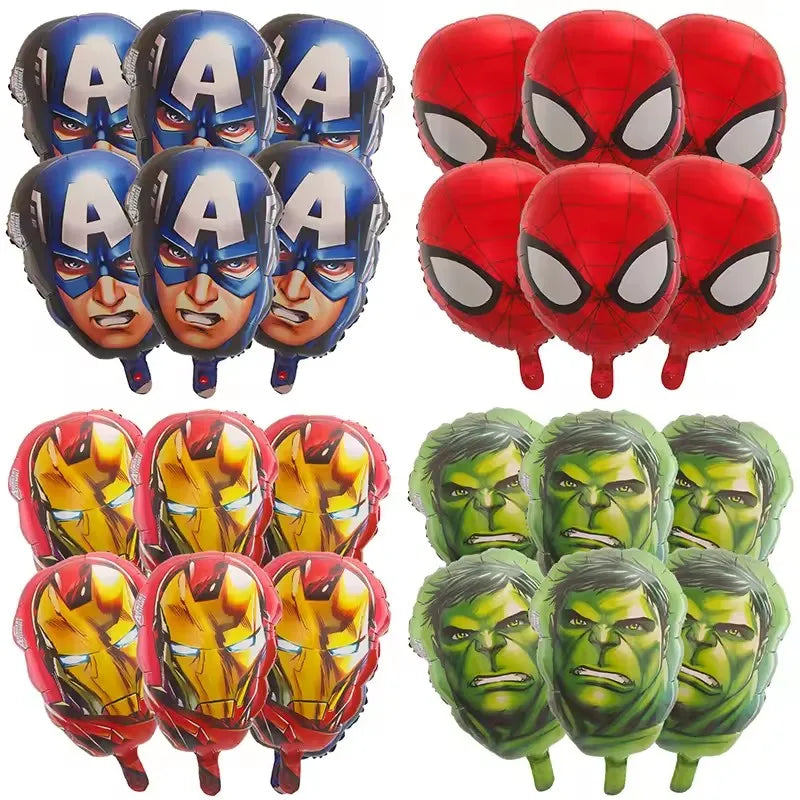 20/50Pcs Cartoon Hero Head Foil Balloons Birthday Party Decoration Iron Man Captain America Spider Man Hulk Balloon Set Supplies
