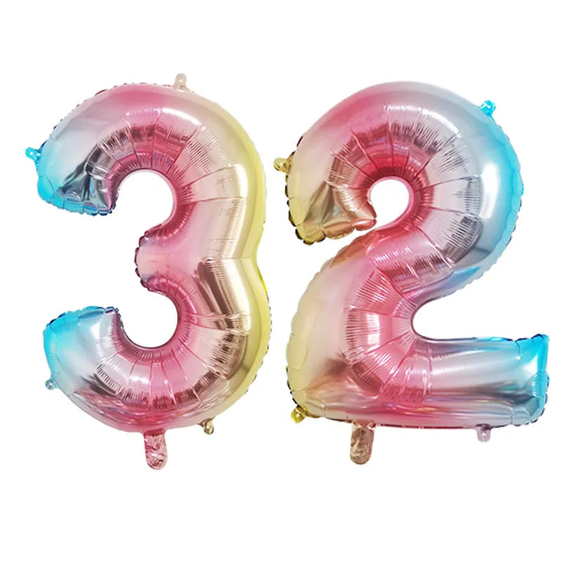 2Pcs 32 Inch Gold Silver Black Blue Pink Helium Foil Number Balloon 28 29 30 31 32 33 Happy Birthday Party Decoration Supplies