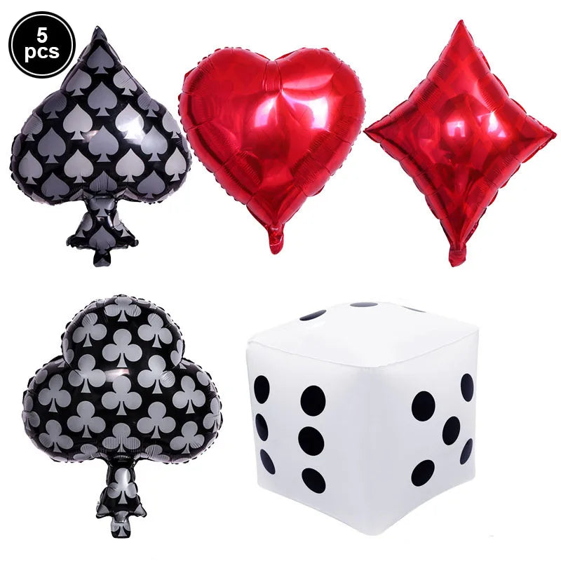 Casino Party Decoration Poker Honeycomb Ball Poker Card Garlands Balloons Casino Las Vegas Themed Adult Birthday Party Supplies