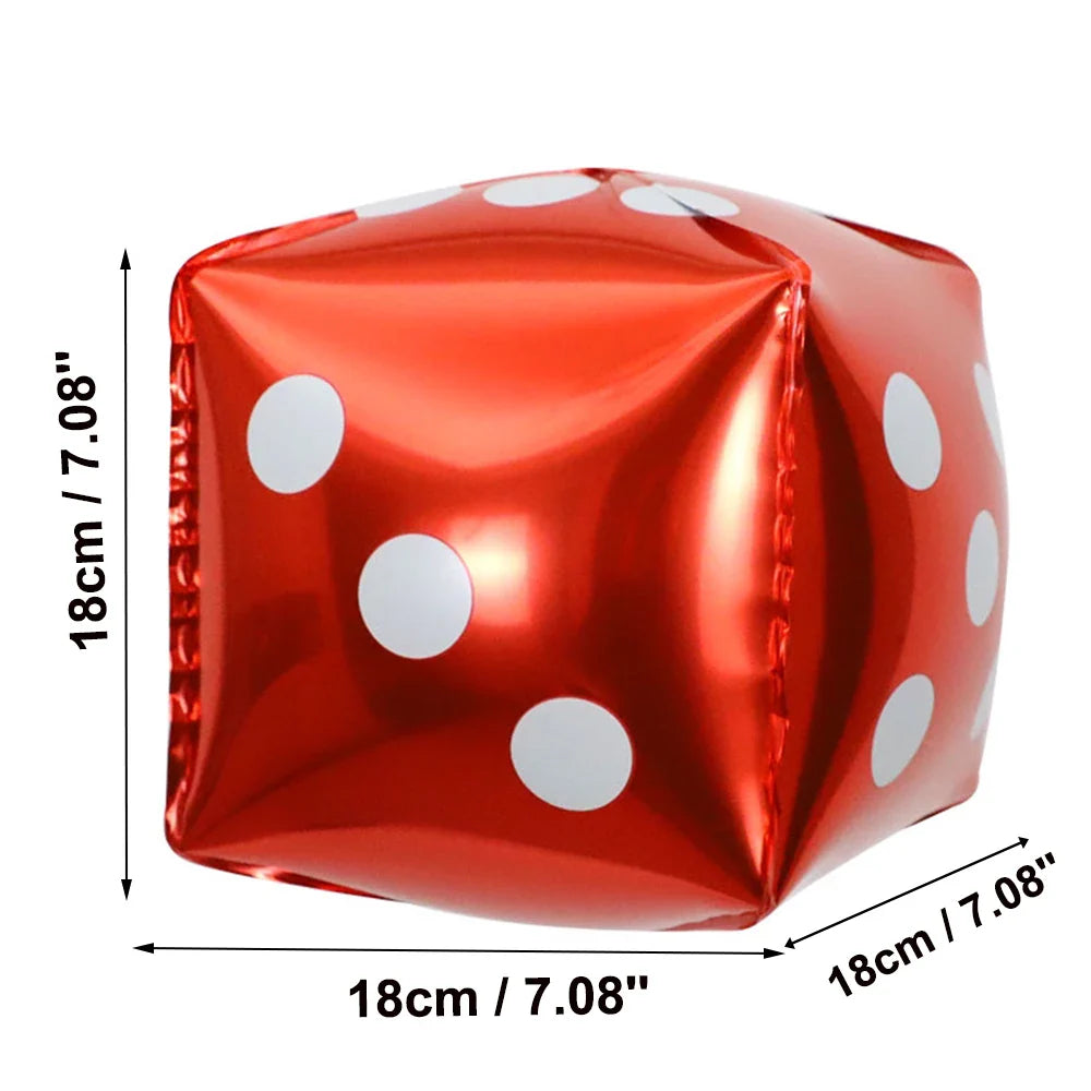 2/6/10pcs/lot 18cm Cube Foil Balloons Dice Foil Ballon Casino Theme Party Adult Birthday Decor Las Vegas Party Poker Theme Party