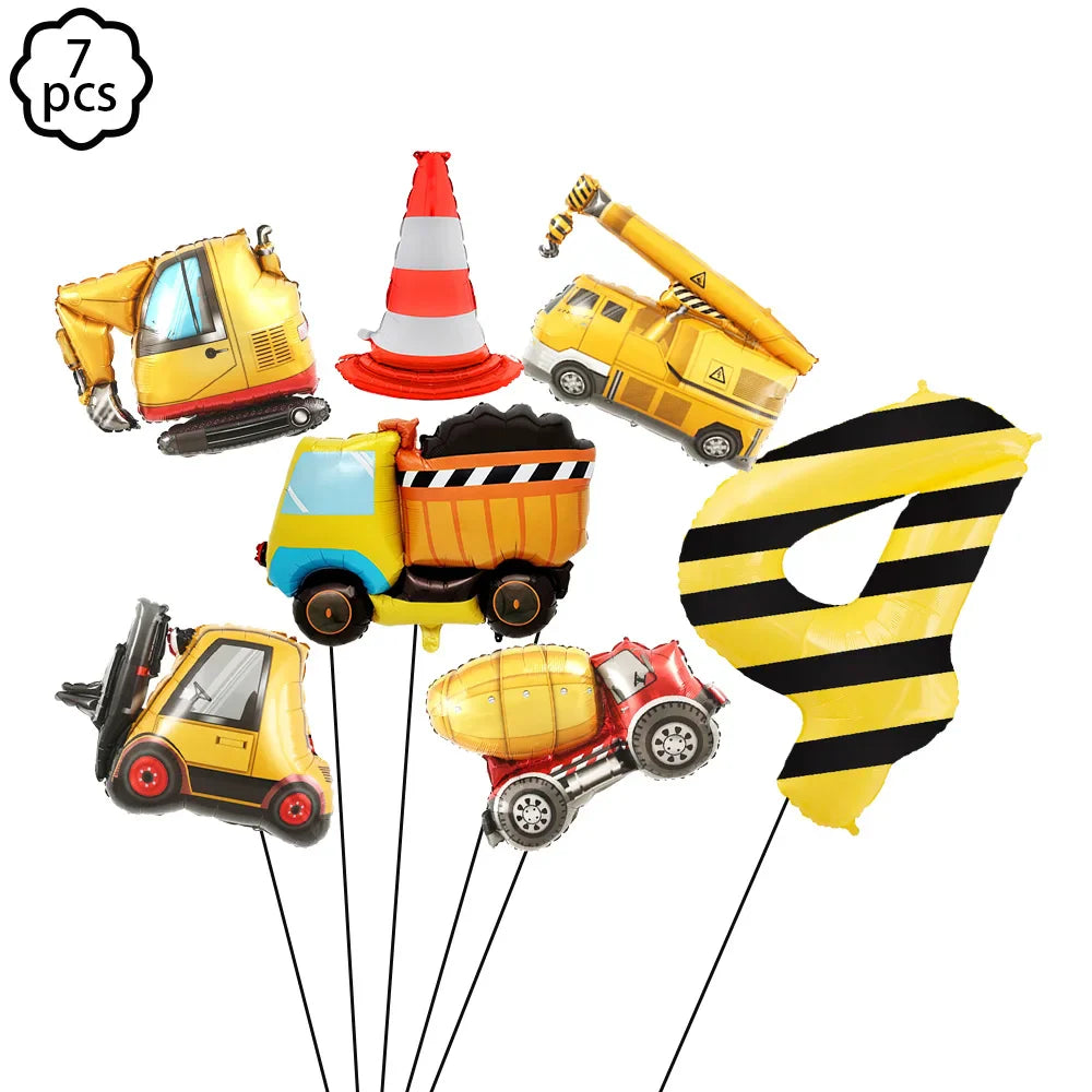 Construction Birthday Banner garland Construction Vehicles Truck Balloon Boys Birthday Party Decor Construction Party Decoration
