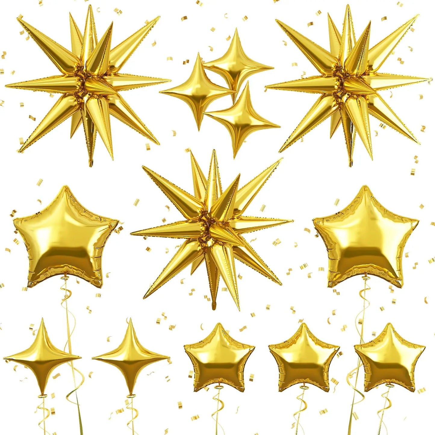 13pcs 22 inch Metallic Gold Explosion Star Aluminum Film Balloons Anniversary Wedding Birthday Party Decoration Balloons