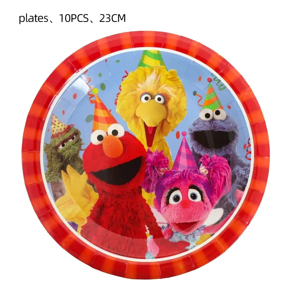 Cute S&Sesames Street Birthday Party Decorations Moster Theme Tableware Cake Topper Balloon Party Favors Kids Baby Shower Decor