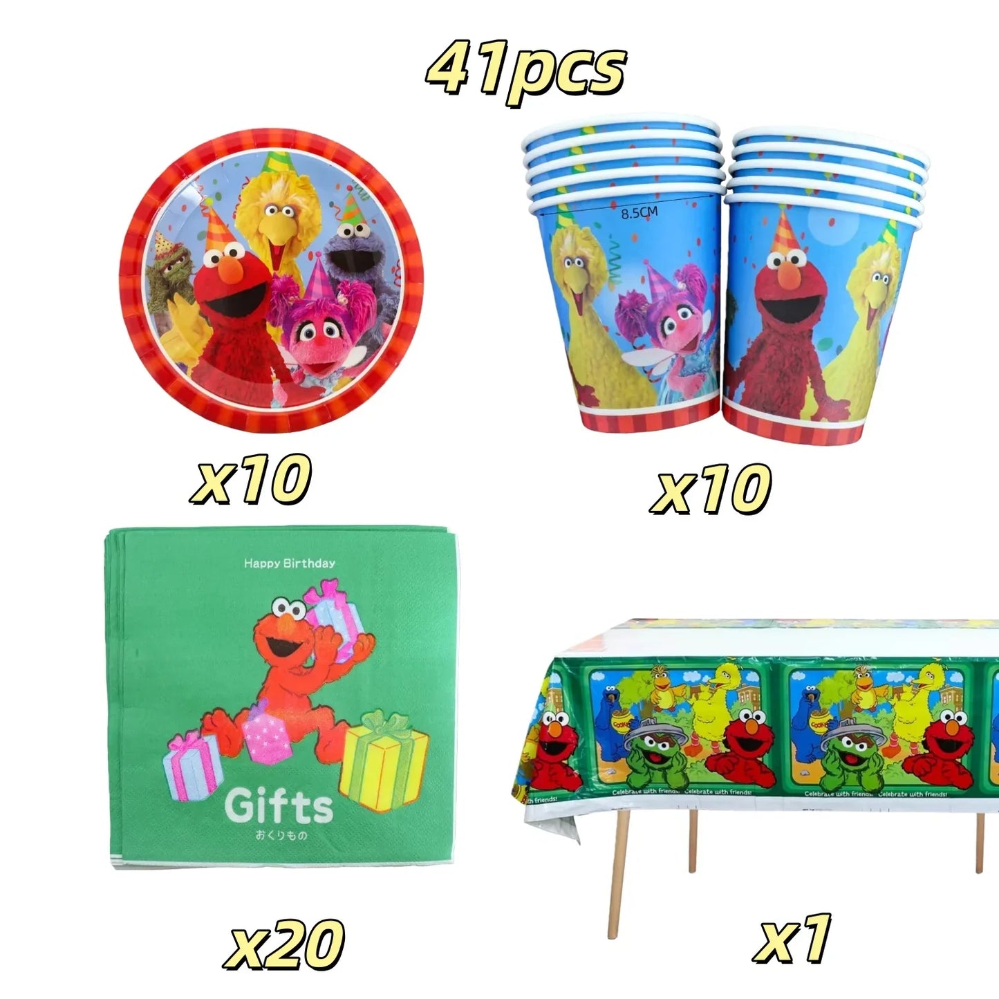 Cute S&Sesames Street Birthday Party Decorations Moster Theme Tableware Cake Topper Balloon Party Favors Kids Baby Shower Decor