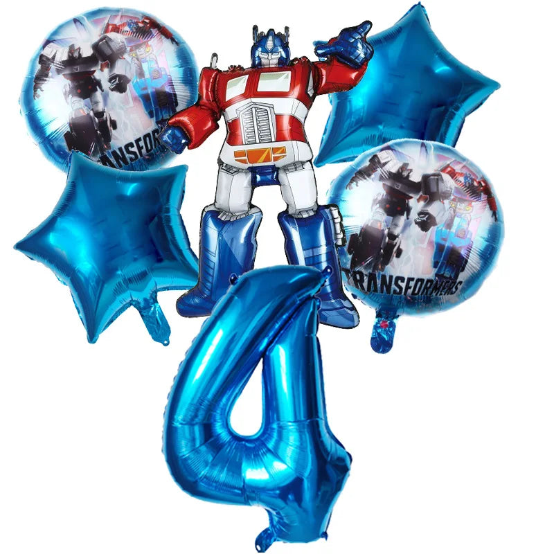 6pcs Transformers Optimus Prime Bumblebee Shaped Theme Aluminum Film Balloon Birthday Set Party Festival Background