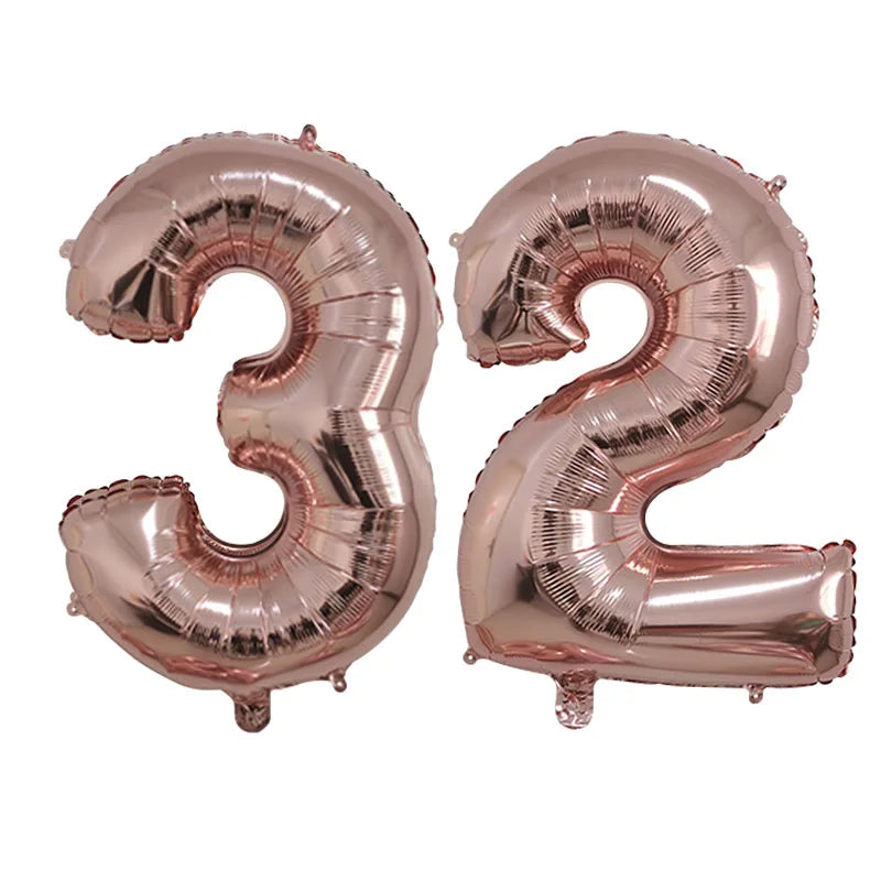 2Pcs 32 Inch Gold Silver Black Blue Pink Helium Foil Number Balloon 28 29 30 31 32 33 Happy Birthday Party Decoration Supplies