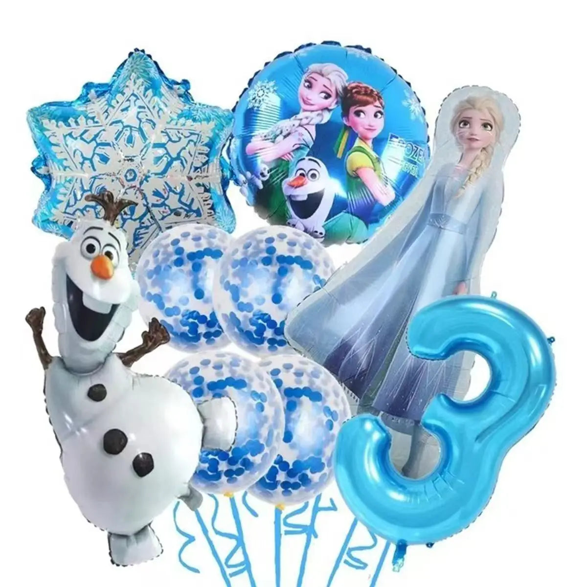 Frozen Foil Balloons Garland Arch Kit Blue Anime Number 1-9th Birthday Party Decor for Girls Wedding Baby Shower Party Supplies