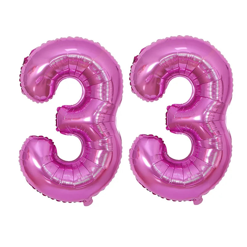 2Pcs 32 Inch Gold Silver Black Blue Pink Helium Foil Number Balloon 28 29 30 31 32 33 Happy Birthday Party Decoration Supplies