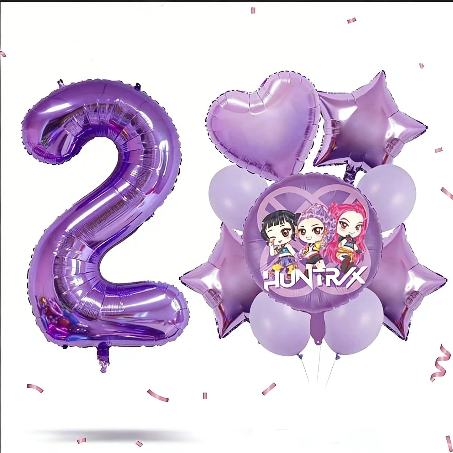 Kpop Dragon Zoey Balloon Arch Set Purple Number 1 8 Foil Balloons For Girls Birthday Party Baby Shower Decoration