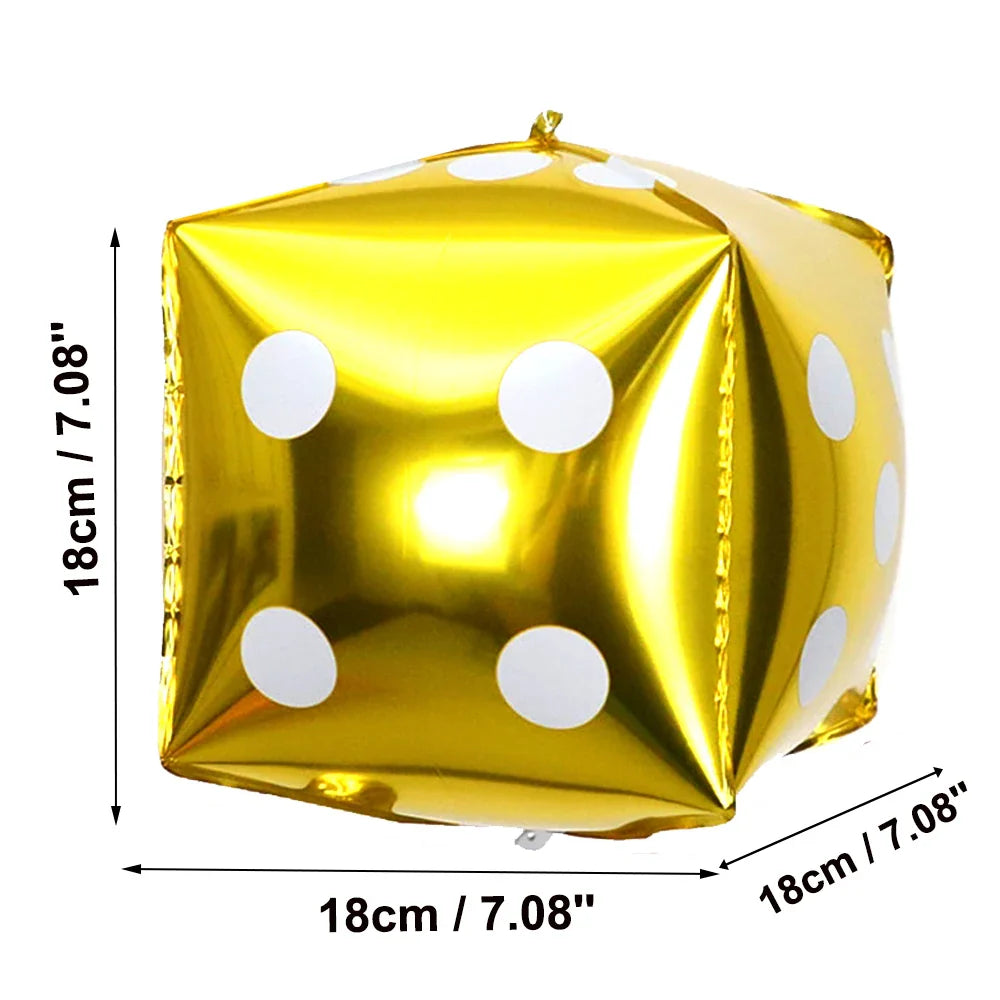 2/6/10pcs/lot 18cm Cube Foil Balloons Dice Foil Ballon Casino Theme Party Adult Birthday Decor Las Vegas Party Poker Theme Party