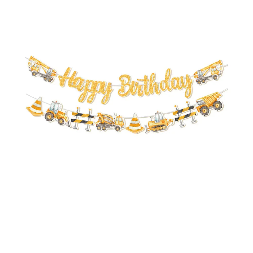 Construction Birthday Banner garland Construction Vehicles Truck Balloon Boys Birthday Party Decor Construction Party Decoration