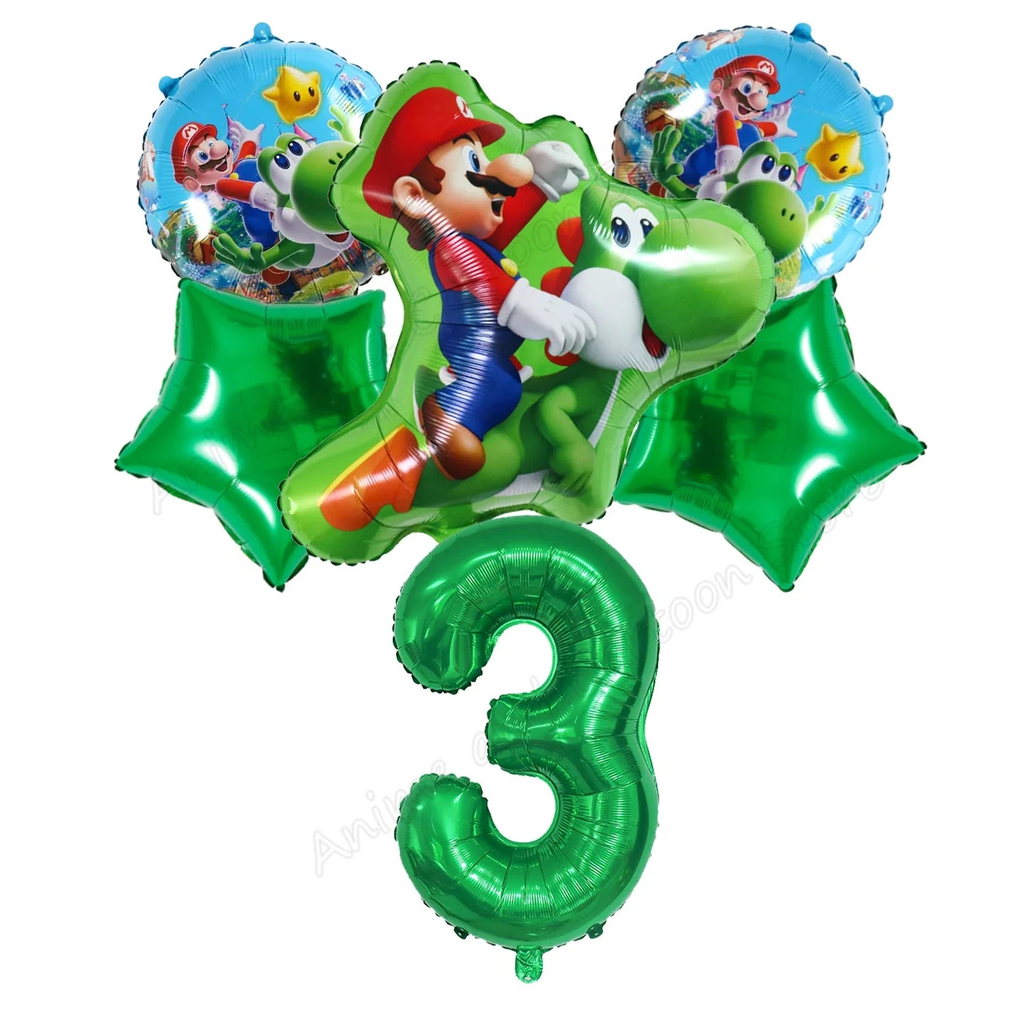 Super Mario Bros Birthday Ballons 6pcs Set Anime Aluminum Foil Balloon Number Balloons Party Decoration Photographic Props Gift