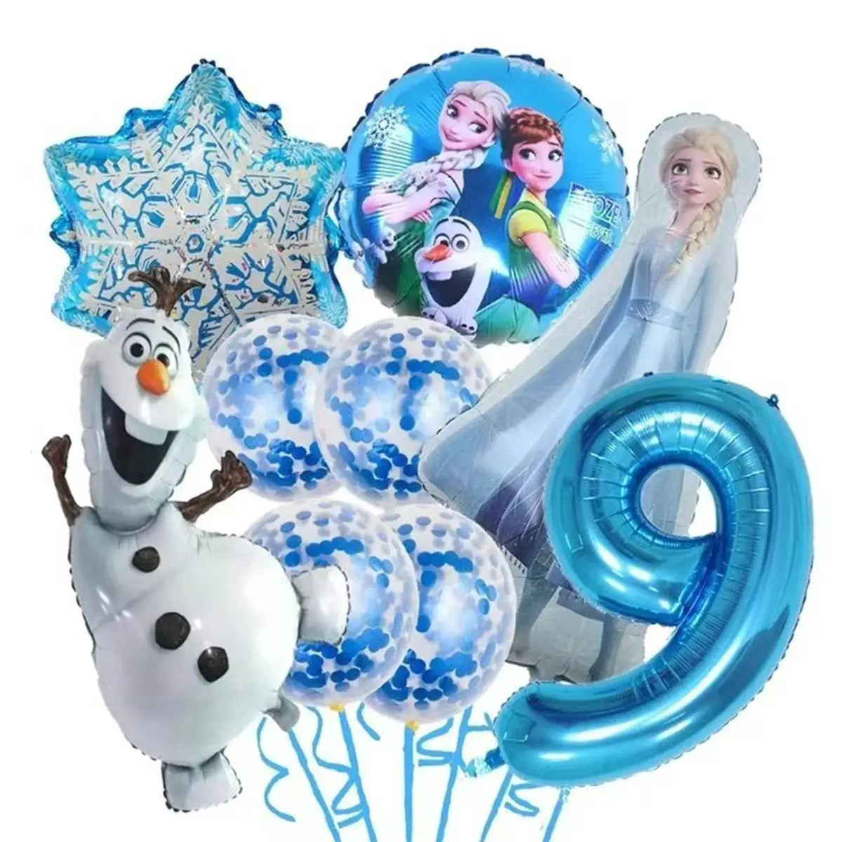 Frozen Foil Balloons Garland Arch Kit Blue Anime Number 1-9th Birthday Party Decor for Girls Wedding Baby Shower Party Supplies