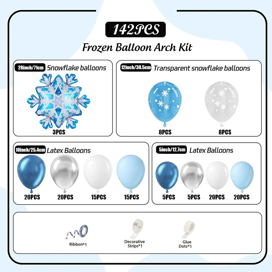 Frozen Balloons Garland Arch Kit Snowflake Blue Silver White Balloon for  Wonderland Snow Princess Birthday Party Decorations