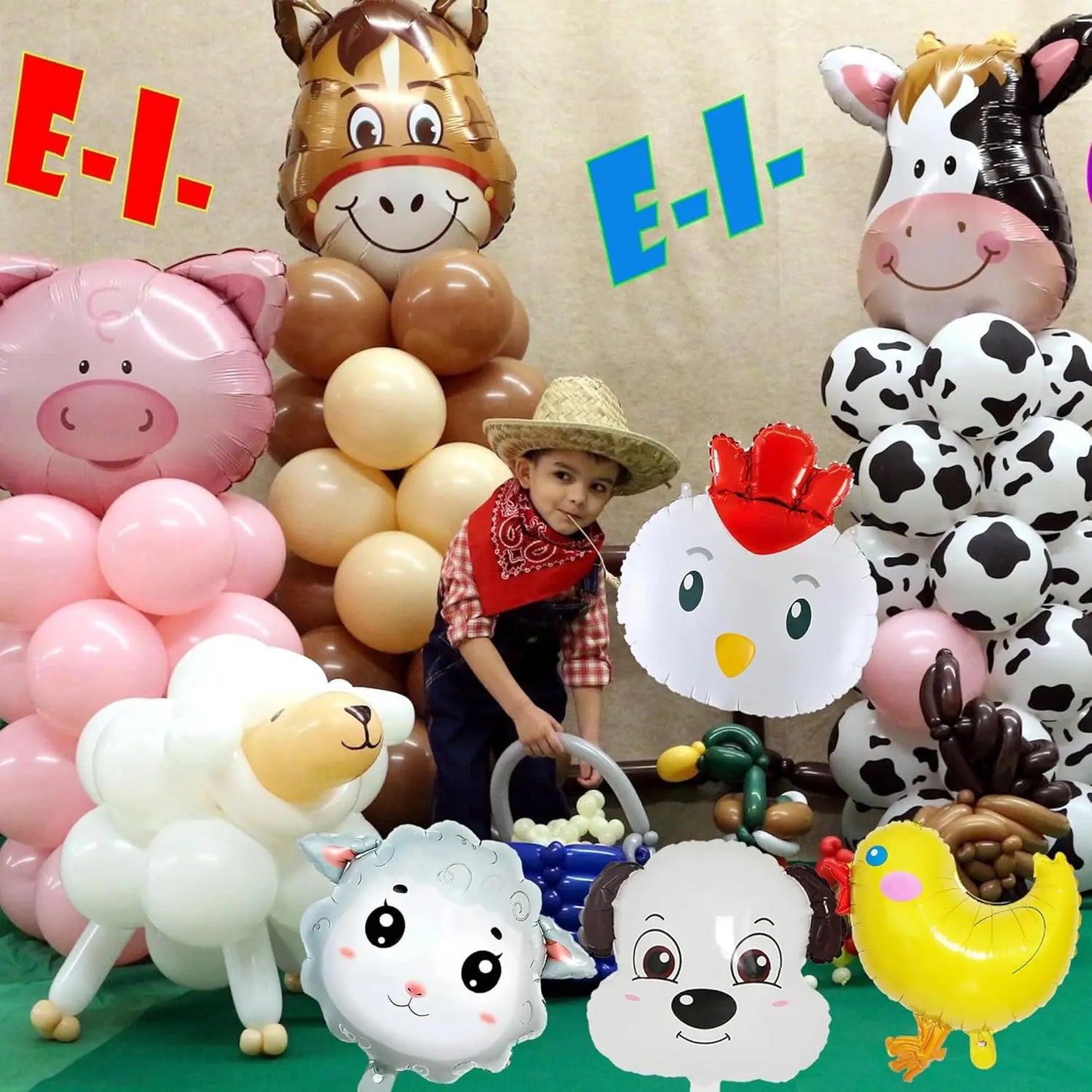 7pcs Farm Animal Balloons for Farm Birthday Party Decorations Supplies Cow Donkey Sheep Pig Chicken Foil Balloon Baby Shower
