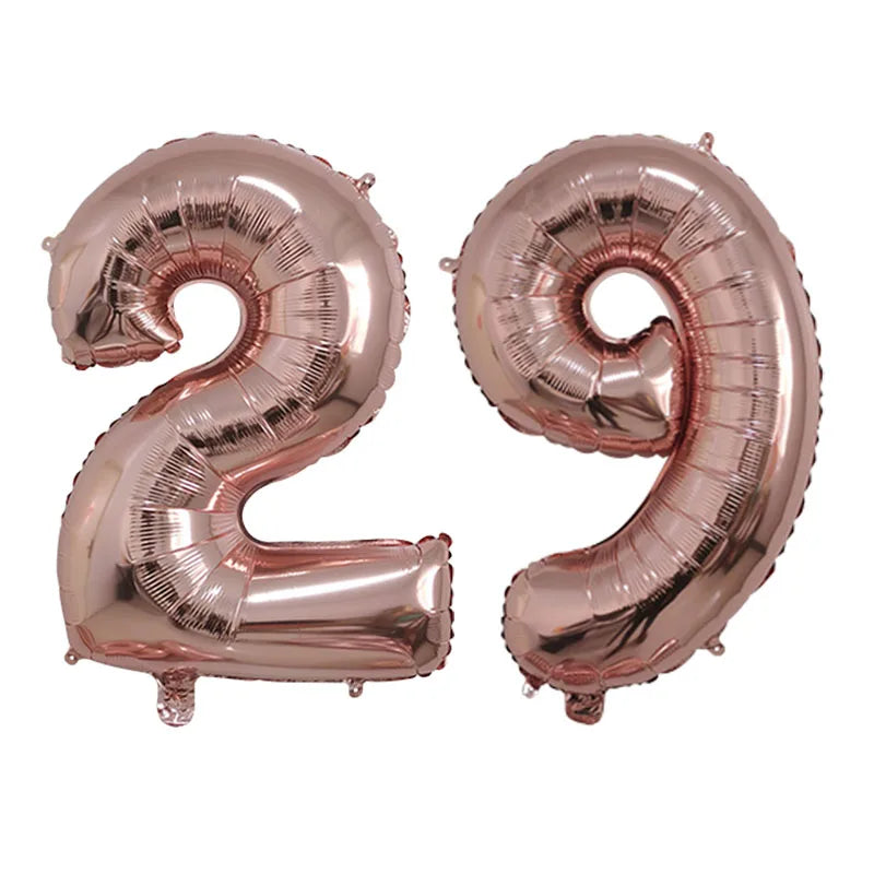 2Pcs 32 Inch Gold Silver Black Blue Pink Helium Foil Number Balloon 28 29 30 31 32 33 Happy Birthday Party Decoration Supplies